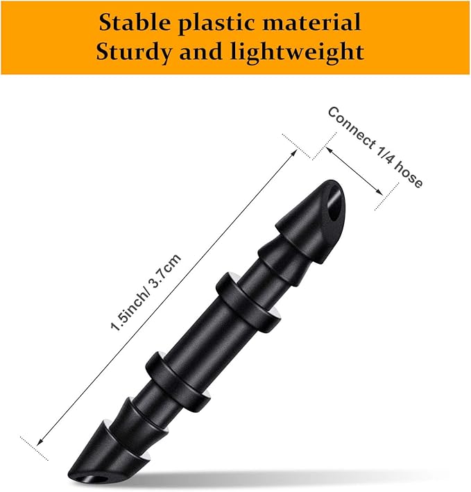 Mudder 300 Pieces Drip Irrigation Fittings 1/4 Inch Single Barbed Coupling Connectors Barbed Drip Tubing Irrigation Coupler for Sprinkler System Garden Lawn Greenhouse Patio Farm