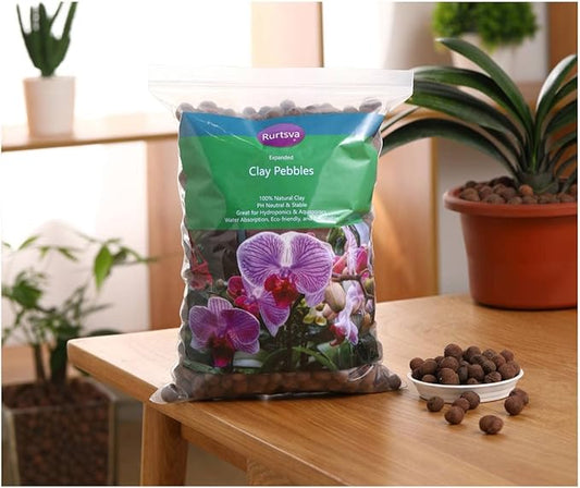 Natural Leca Clay Pebbles, 8LBS 8mm-18mm Expanded Organic Balls Plants Grow Media Gardening Soil for Hydroponics, Drainage, Decoration, Aquaponics