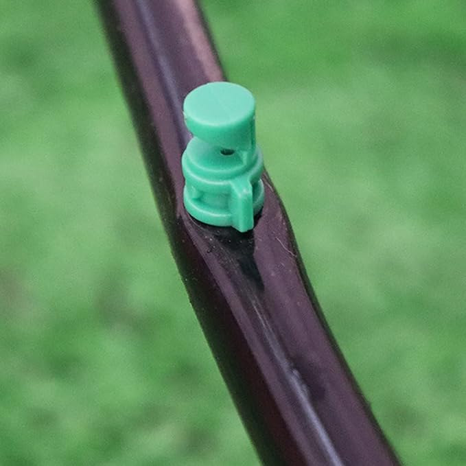 MroMax 20Pcs 180 Degree Micro Sprayer Automizing Sprinkler Nozzle Hydroponic Aeroponic Misters Fan Jet for Miniature Garden Lawn Plant Irrigation System Green