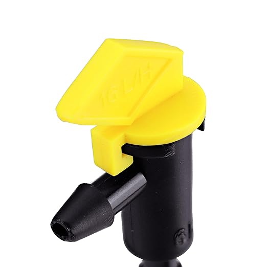 Raindrip 124010B, 4 GPH Take-A-Part™ Flag Dripper, Drip Irrigation Emitters for Drip Irrigation Gardening Systems, 10-Pack, Black/Yellow