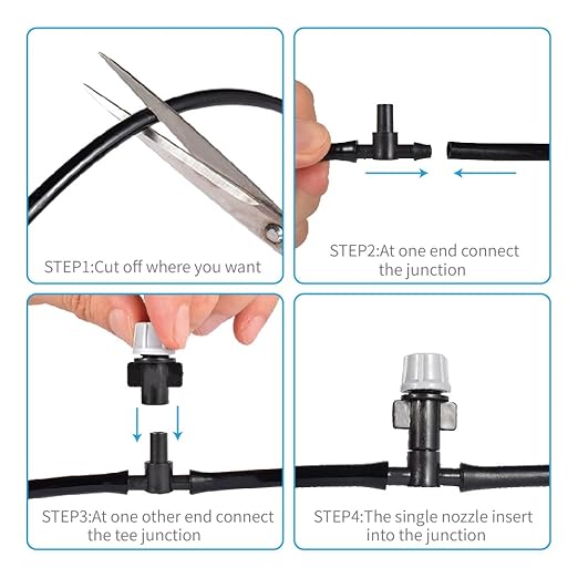 10m Home Garden Patio Misting Micro Flow Drip Irrigation Misting Cooling System with 10pcs Plastic Mist Nozzle Sprinkler for Plant Flower