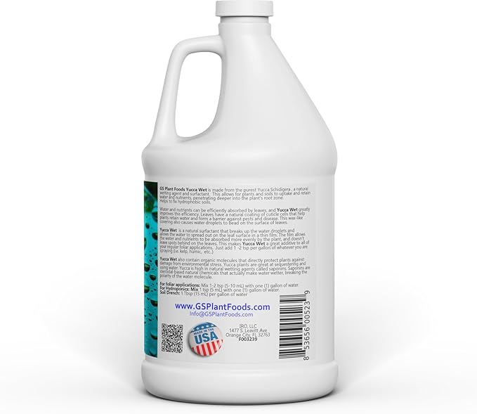 Wetting Agent - Surfactant Wetting Agent (1 Gallon Concentrate) - Liquid Yucca Extract for Plants, Lawns & Soil - All Natural Soil & Plant Thirst Quench - Liquid Aeration Soil Loosener