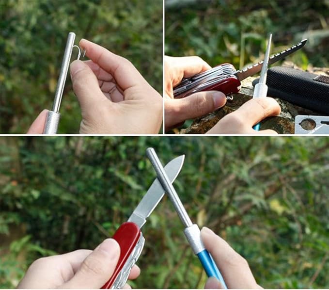 MINAMINO Outdoor Multipurpose Knife Fixed Blade for Camping Gardening Weeding Digging with Thick Leather Sheath and Sharpening Rod