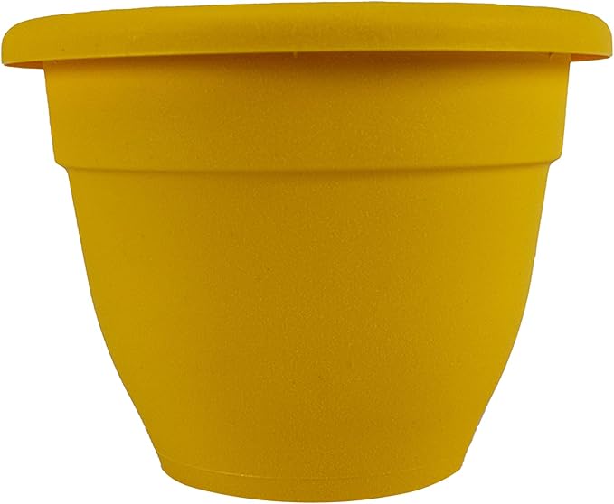 The HC Companies 20 Inch Caribbean Planter - Lightweight Indoor Outdoor Plastic Plant Pot for Herbs and Flowers, Honey