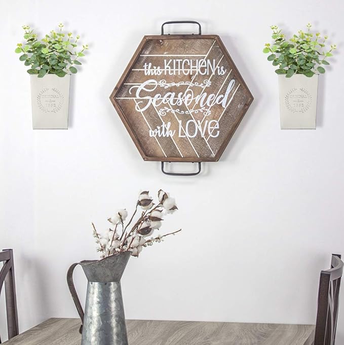 LESEN Set of 2 Farmhouse Metal Wall Planter,Rustic Wall Decor Country Hanging Wall Vase Box for Plants Flower Home Decoration