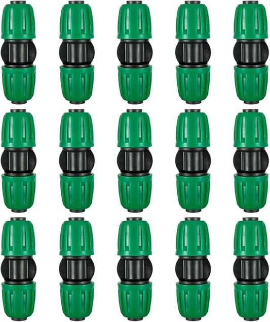1/2 inch Tubing Straight Coupling(1/2" ID x0.6-0.63" OD) Pond Irrigation Tubing Fittings - Barbed Locked Nuts Connectors (15PCS)
