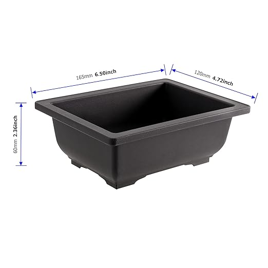 20 Packs 6.5 Inches Bonsai Training Pots, Plastic Bonsai Tree Pots with 20 PCS Trays, Rectangular Bonsai Pots Planters, Black2
