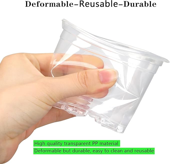 4 Inch Clear Nursery Pots with Drainage Holes, 28 Pack Nursery Pots Variety Pack, Durable Transparent Plastic Pots for Plants, Seed Starter Pots, Garden Flower Orchid Pots (4 Inch)