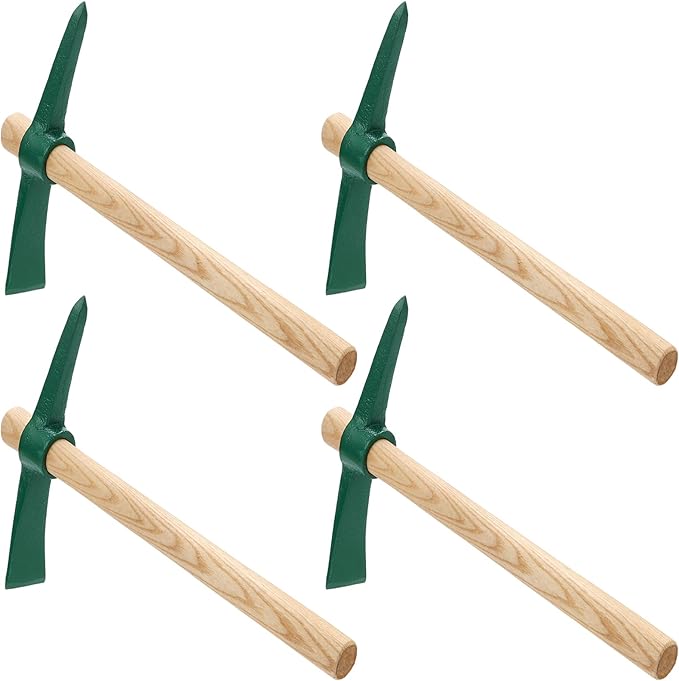 4 PCS 15 Inches Pick Axe, Forged Mattock Tool, Heavy Duty Pick Mattock with Non-Slip Handle for Gardening, Camping, Prospecting