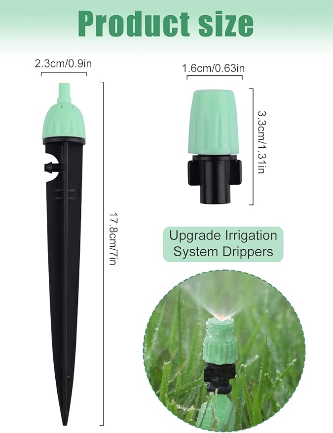 Kalolary 1/4 Inch Drip Irrigation Emitters, 20PCS Micro Spray Irrigation Drippers for 4/7mm Tube Adjustable 360 Degree Water Flow Sprinklers Garden Irrigation Sprayer for Potted Plants Watering System