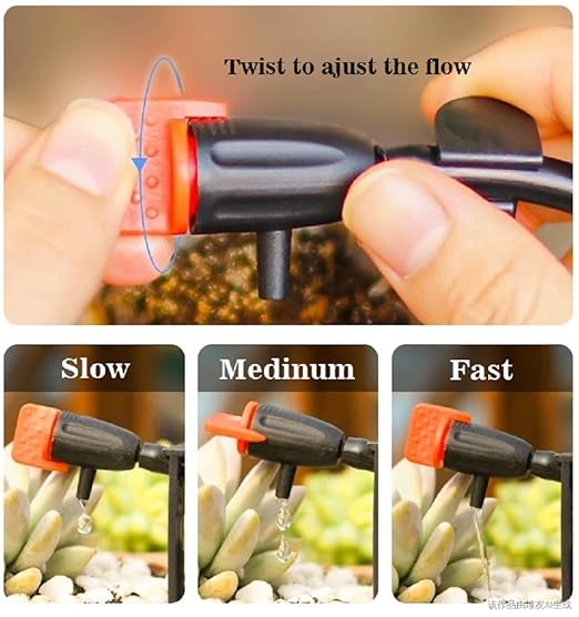 60PCS Drip Emitters for 1/4" Drip Irrigation Tubing,Garden Irrigation Dripper, Irrigation Drip Emitters Adjustable Water Flow Drippers Garden Succulent Watering Dripper Sprinkler for (4-7mm) Hose (60)