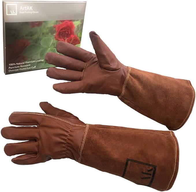 Rose Pruning Gloves, Leather Garden Gloves Long Gardening Gloves for Women and Men Rose Gloves Cut Proof Cowhide Suede Gauntlet Brown Garden Gloves Work Rose Gardening Gloves S