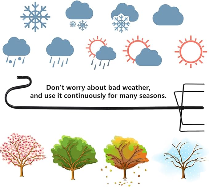 Shepherd Hook for Outdoor with 5 Prong Base, 2PCS 60IN Inches Garden Bird Feeder Pole for Hanging Bird Feeder, Plant Baskets, Solar Light Lanterns, Outdoor Plant Hanger Hook