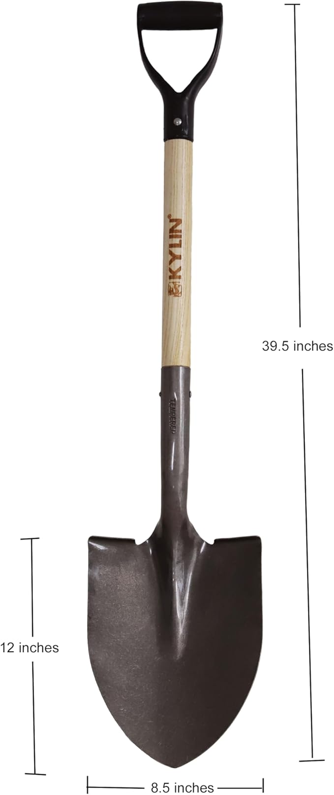 Kylin Shovel Set Garden Digging Shovels Combo Square Flat Roud Point Shovel with Long North Hard Wood D-Grip Handle Yard Tools Set