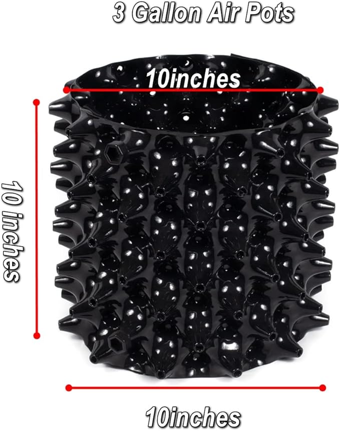 3 Gallon air Pruning pots New Plastic Nursery Pot Fruit Vegetable Garden self-Planting pots (10), Black (3G-10P)