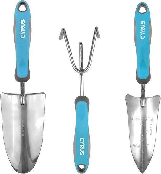 Garden Tools Set for Gardening- 3Pcs Hand Tools Stainless Steel Garden Tool Included Trowel Transplanting Shovel for Digging for Men and Women - CYRUS