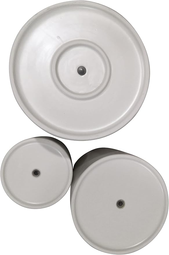 Amazon Basics Assorted Sizes Fluted Ceramic Round Indoor Outdoor Planters with Drainage, Set of 3, Modern Design, 6-Inch, 8-Inch, 10-Inch, White