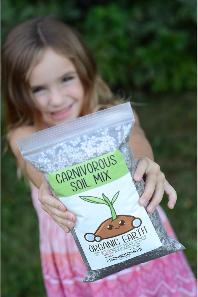 Organic Earth Carnivorous Plant Soil Mix 1 QT - Plant Food Peat Moss & Perlite for Carnivorous Plants - Terrarium Soil, Pitcher Plant Soil, Venus Fly Trap Soil