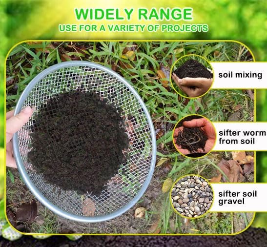 1/4 Inch Compost Sifter for Garden Sand Soil, Garden Potting Mesh Sieve Sifting Pan,Soil Sifter Mesh Gardening Tool Best for Plants and Flowers Growth