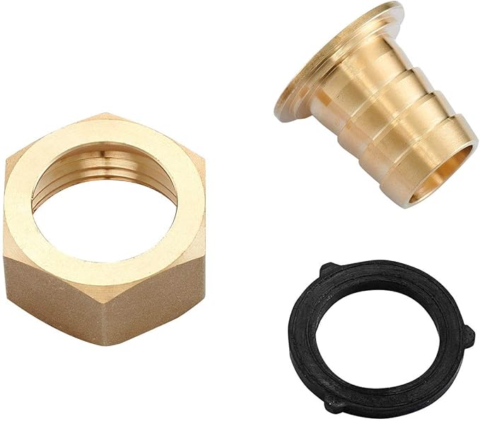 2PCS Premium Brass Water Hose Pipe Swivel Connector,5/8" Barb x 3/4 inch Female GHT Adapter,Copper Fitting with Stainless Clamp for House/Boat/Lawn/Power Wash/Irrigation