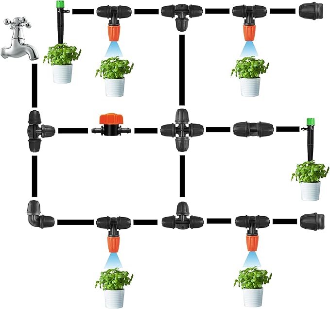 1/4" Drip Irrigation Valves, 35 Pcs Drip Irrigation Shut Off Switch Valve for 1/4 Inch Drip Irrigation Tubing, Water Flow Control Valve Drip Line Cut Off Valve for Drip Sprinkler Garden Systems