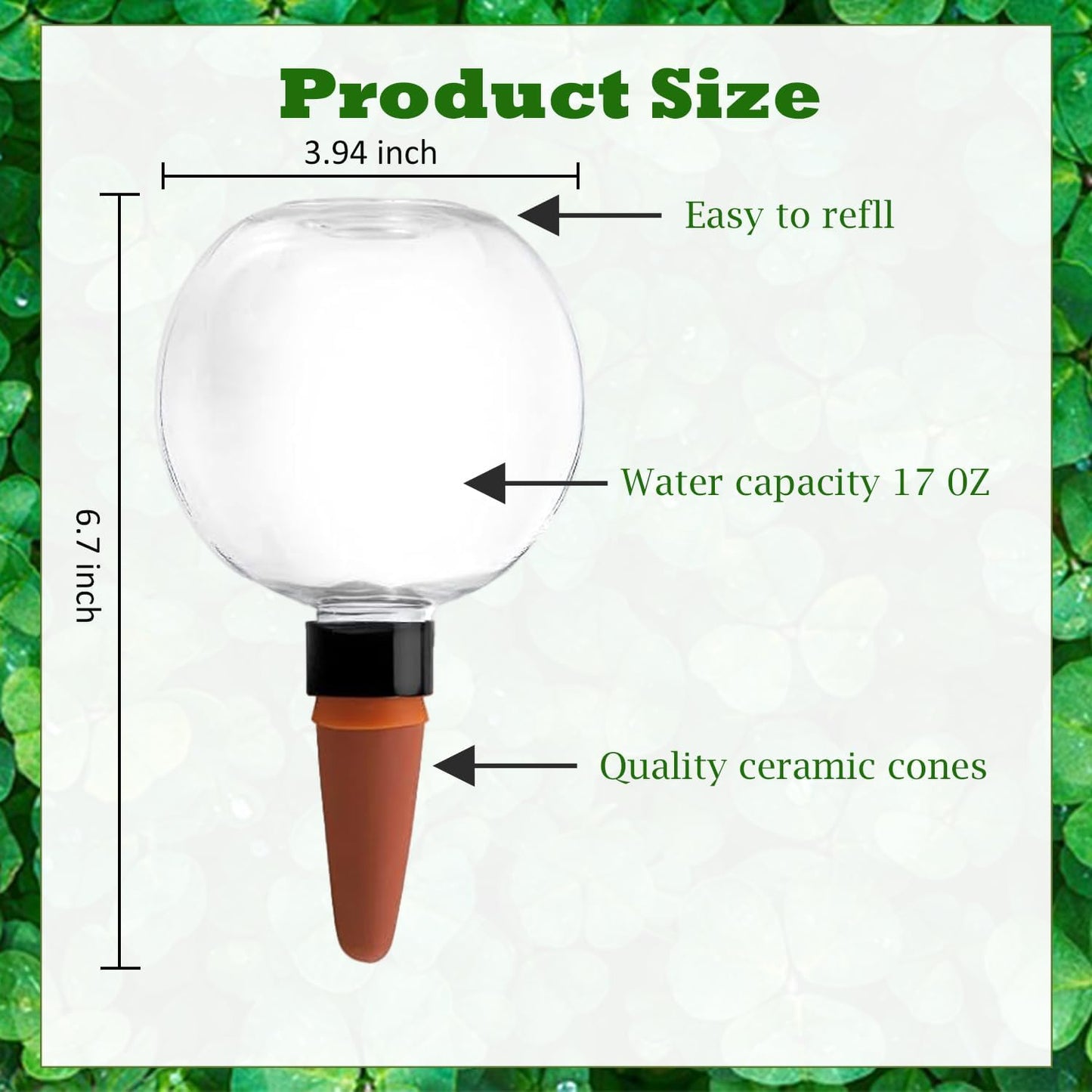 2 Pcs Watering Globes 17oz Plastic Self Watering Planter Insert, Plant Watering Globes for Indoor/Outdoor Automatic Drip Irrigation with Slow Release Control
