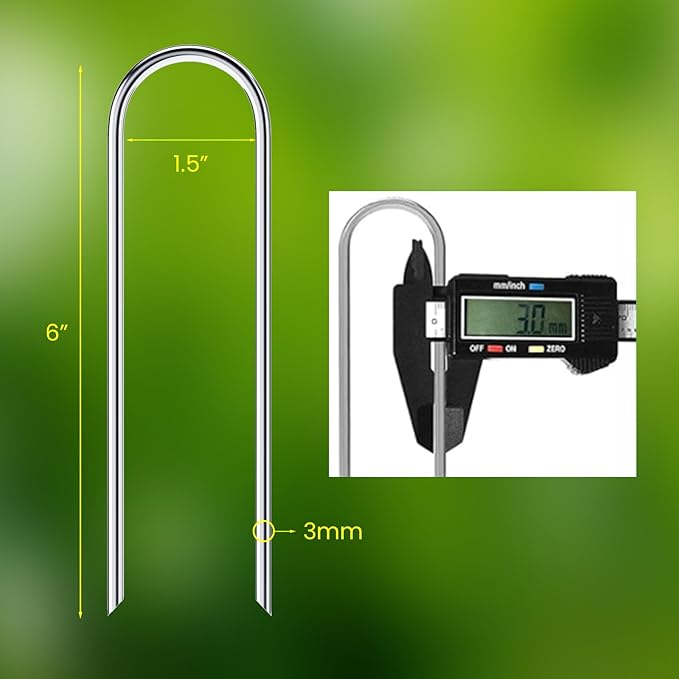 Garden Stakes 6 inches, U-Shaped Tent Stakes, Galvanized Landscape Staples, Ground Stakes, for Landscaping Securing Weed Barrier Fabric, Irrigation Tubing, Holding Fence, Tarpaulin (100)