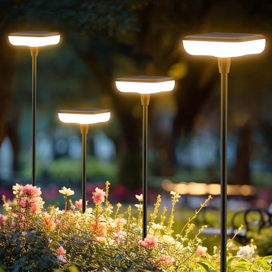 Solar Lights Outdoor Garden 4 Pack Solar Pathway Light 31" Tall Sway by Wind Solar Swaying Lights 34LM Bright Up to 12H IP65 Waterproof Auto On/Off for Outside Yard Path Patio Lawn Flower