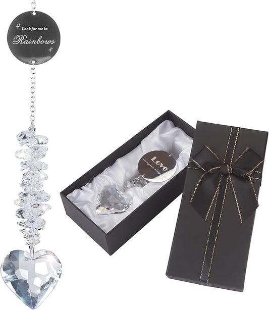 Sympathy Gifts for Loss of Loved One, Unique Memorial Gifts, Bereavement Gift Ideas for Loss of Mom Dad Son, Crystal Ball Sun Catchers Indoor Window, Christmas Decor, 45mm Heart Sun Catchers