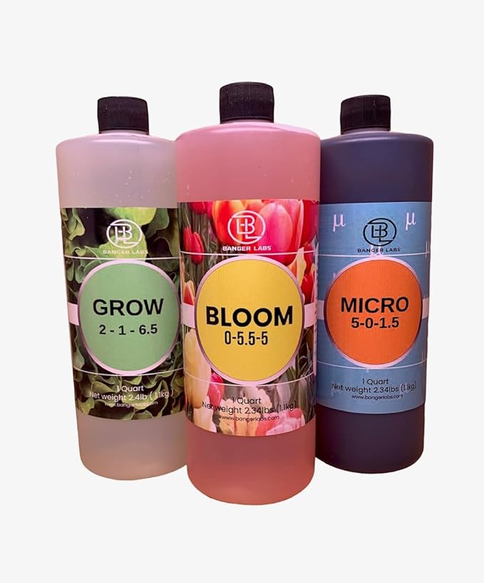 Hydroponic Nutrient Kit – Grow, Bloom, Micro Plant Food for Growing Vegetables Fruits Flowers Herbs for Indoor & Outdoor Soil | Ideal for Hydroponics and Potted Plants