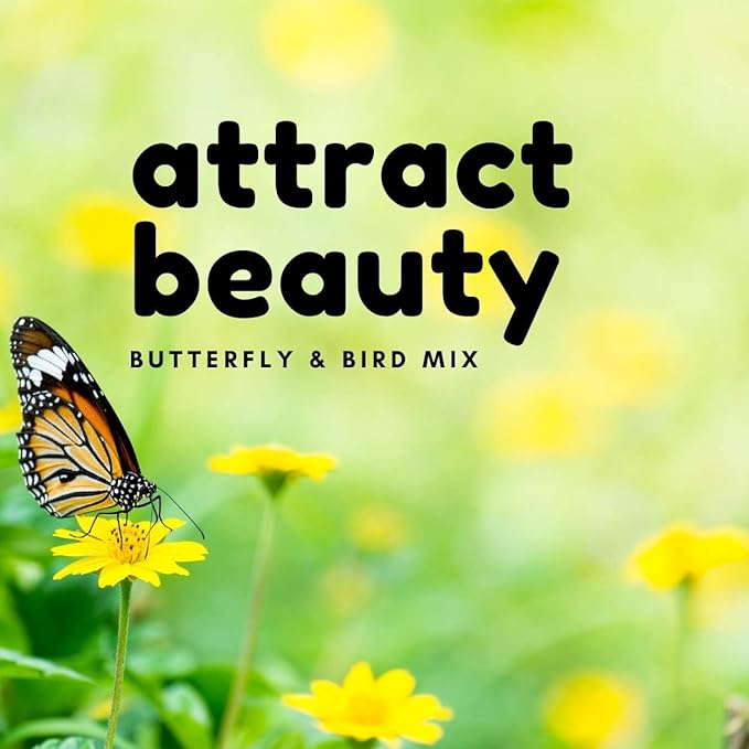 32,500~ Seeds - Bird & Butterfly Wildflower Pollinator Mix - Perennial & Annual Wild Flowers for Spring & Fall - Planting Outdoors for Hummingbirds & More - Lisianthus, Sunflower, Calendula, Yarrow