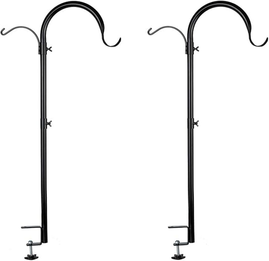 WOSIBO 2 Pack Three Span Deck Hook, 37 Inches Deck Bird Feeder Pole, Hanging Baskets Porch Multi-Hook for Deck Kit with Three Branches for Plant Hangers, Lanterns, Wind Chimes and More