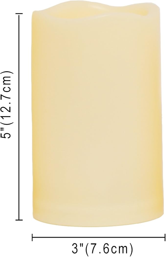 CANDLE CHOICE Waterproof Outdoor Battery Operated Flameless Candles with Remote Timer Plastic Flickering Fake Electric LED Pillars for Lantern Garden Wedding Christmas Decorations 3x5 Inches 3 PCS