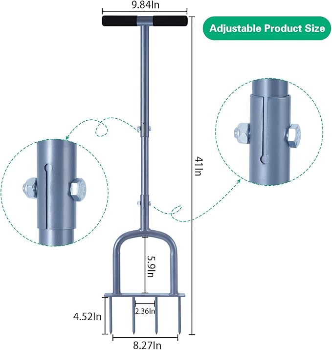 Lawn Aerator, Grass Aerator for Lawn, Manual Core Aerator Hand Tool, with 4 Hollow Slots for Lawns Garden & Compacted Soils，Heavy Duty Plug Core Aerator Lawn Tool （Black）