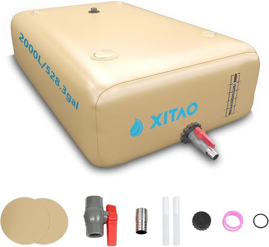 XITAO 528Gal/2000L Water Storage Bladder w/Water level Indicator, Large Capacity Foldable Water Storage Containers, Portable Emergency Water Tank Water Bag for RVs, Fire Prevention, Irrigation