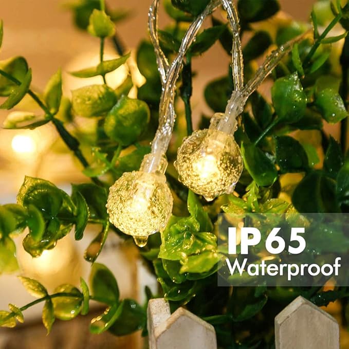 YoTelim Globe String Lights Battery Operated ，2 Pack 26.2FT 60 LED Cool White Water Proof Crystal Ball Outdoor String Lights with Remote Control for Home, Patio,Party, Christmas, Garden Decor