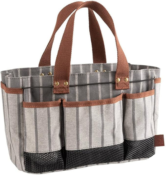 Sophie Conran Burgon & Ball Grey Stripes Garden Tool Storage Bag Holder with 8 Pockets