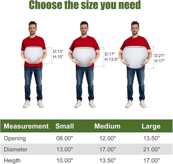 13.5 H x 17" Dia (12" Pot Opening) Round Fiberstone Planter with Drainage Hole, White, Indoor/Outdoor Large Plant Pot for Home Patio Garden, Ideal for Large Plants