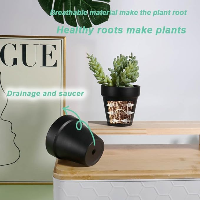 vensovo 3 Inch Black Terra Cotta & Terracotta Pots with Drainage - 20 Pack Clay Flowerpots, Succulent Nursery Planter Great for Plants, Crafts, Wedding Favor
