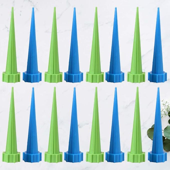 Operitacx 16pcs Plant Watering Spikes, Plastic Plant Self Watering Devices, Flower Pot Irrigation Drippers for Outdoor Indoor Garden Flower Vegetables Random Color