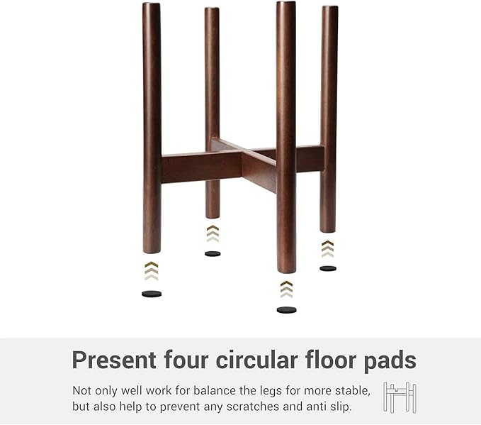 Mkono Plant Stand Mid Century Wood Flower Pot Holder (Plant Pot NOT Included) Modern Potted Stand Indoor Display Rack Rustic Decor, Up to 10 Inch Planter, Dark Brown