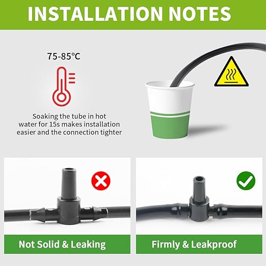 72FT Drip Irrigation Kit, Automatic Garden System with 1/4 inch 1/2 inch Black Tubing Hose, Watering Drip System, DIY Micro Drip Irrigation Set for Greenhouse, Raised Bed, Lawn, Outdoor