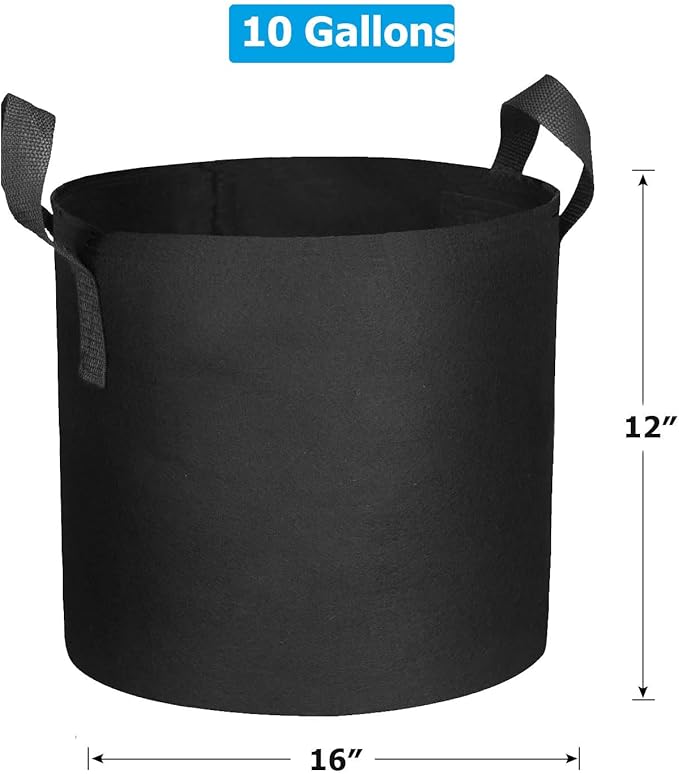 12 Packs 10 Gallon Grow Bags, Heavy Duty 300G Thickened Nonwoven Fabric Plant Pots with Handle