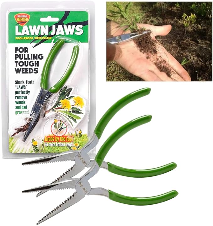 The Original Sharktooth Weed Puller Remover Weeding & Gardening Tool Weeder(2pk) -Pull from The Root Easily! Ergonomic Handheld Weeding Tool for Spring Summer Cleaning, For All Age Gardeners