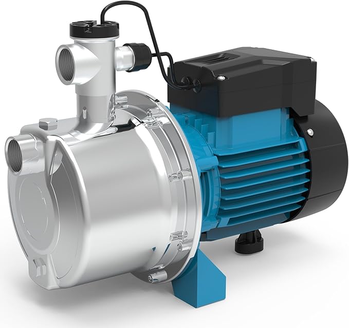 1.2 HP Smart Control Booster Jet Pump, 1200 GPH 115V Stainless Steel Shallow Well Pump with Automatic On/Off for Home, Garden, Farm Irrigation, and Sprinkler Systems, Enhanced Water Pressure