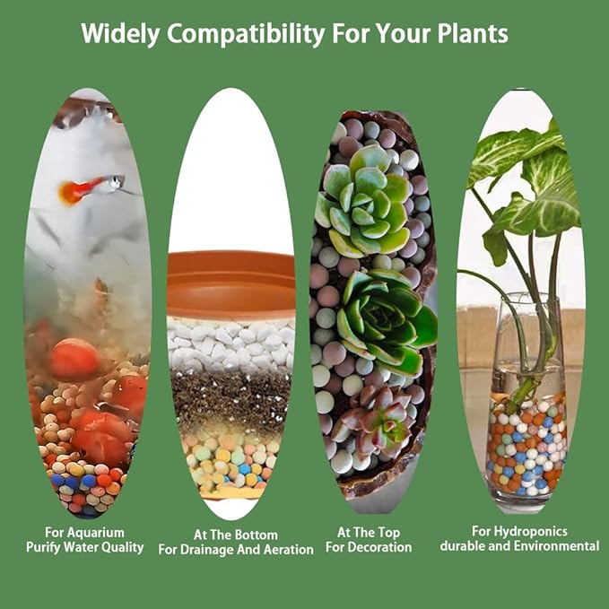 Colorful Leca Clay Pebbles for Plants 8-10mm Natural Organic Leca Balls Indoor Potting Garden Soil for Orchid, Succulents, Hydroponics, Decoration, Drainage (Colorful-1, 2 lbs)