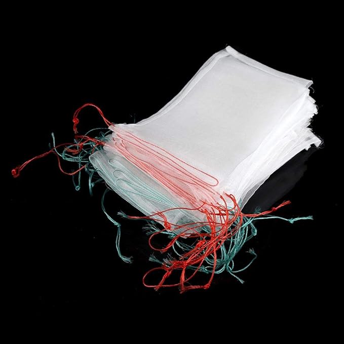 TOPINCN Plant Fruit Bags 50pcs Drawstring Breathable Mesh Bag Against Bug Bird Gardening Tools(25x15cm)