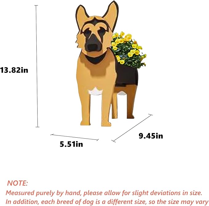 German Shepherd Dog Planter Plant Pots,Cute Garden Dog Flower Planter,Dog Planters Birthday Gifts for Women,Office,Indoor/Outdoor Decor(9.45 * 5.51 * 13.82in)