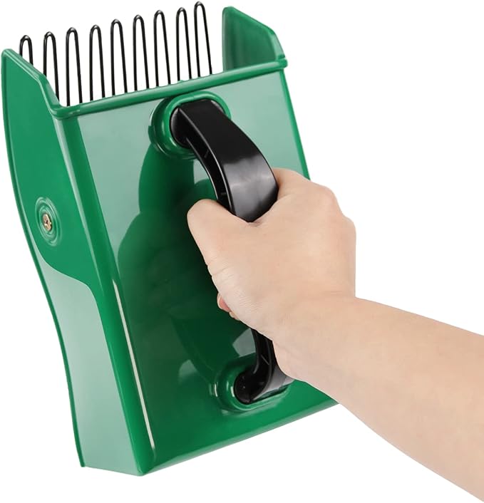 Easier Berry Picker Scoop Blue Berry Picking Rake with Metal Comb and Ergonomic Handle, Huckleberry Picker Harvesting Tool, Black Handle