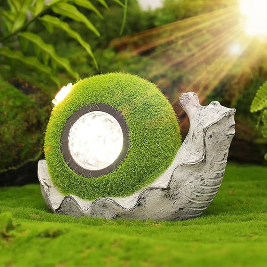 Solar Snail Garden Statue Lights for Outdoor Flocking Decor with Colorful Changing LED Figurine Lighting Resin Flocked Decorations for Patio Lawn Yard Housewarming Mom Wowen Gifts